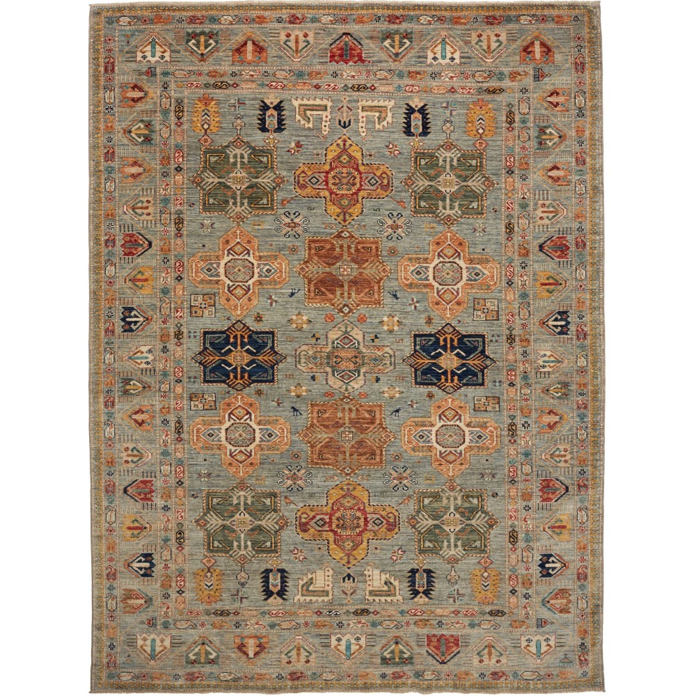 Tappeto Kazak Fine Pakistan bianco marrone 245x325 Tappeto Kazak Fine Pakistan bianco marrone 245x325