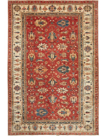 Tappeto Kazak Fine Pakistan rosso grigio 206x304