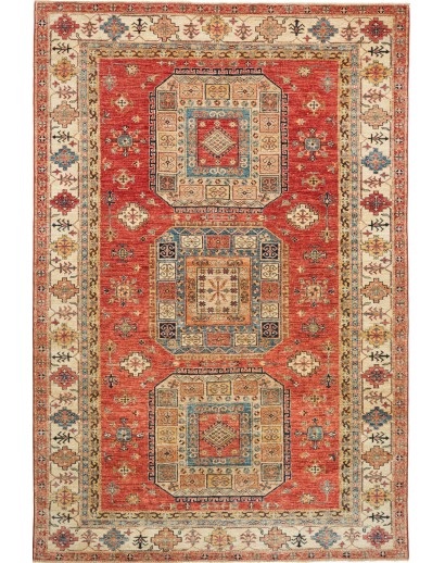 Tappeto Kazak Fine Pakistan marrone giallo 200x300