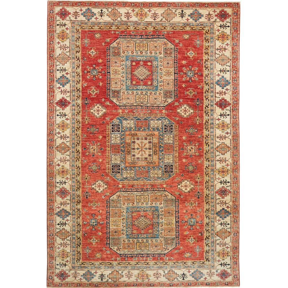 Tappeto Kazak Fine Pakistan marrone giallo 200x300