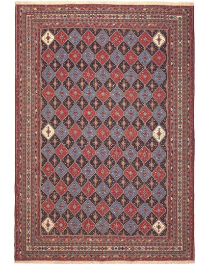 Tappeto Souzani Kilim Persia azzurro giallo 201x292
