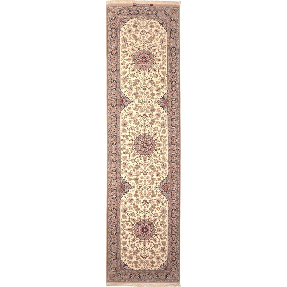 Tappeto Isfahan Persia marrone verde 79x315 Tappeto Isfahan Persia marrone verde 79x315