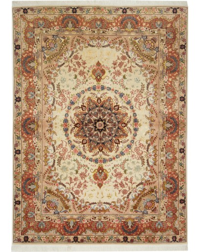 Tappeto Tabriz 50 Raj Persia marrone grigio 148x202