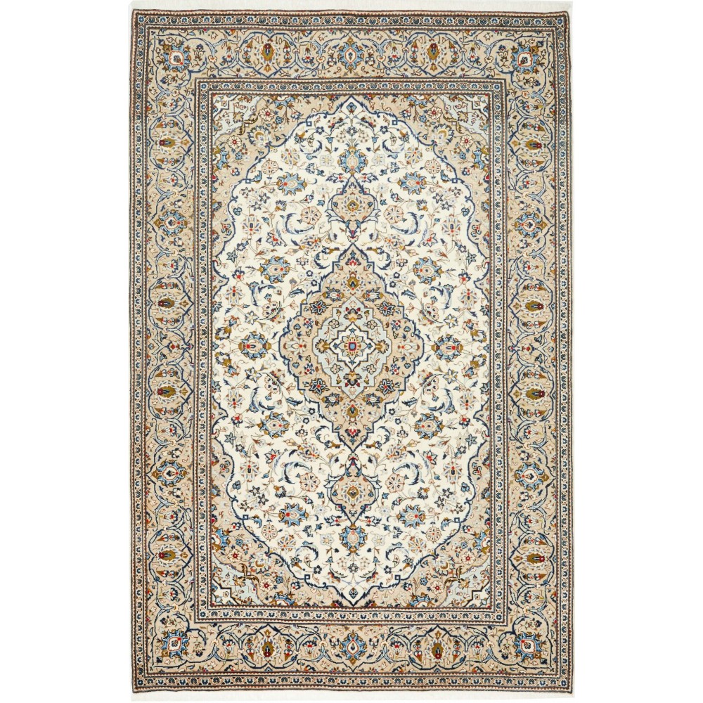 Tappeto Kashan Persia bianco marrone 200x305 Tappeto Kashan Persia bianco marrone 200x305