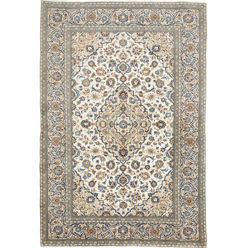 Tappeto Kashan Persia bianco grigio 198x290 Tappeto Kashan Persia bianco grigio 198x290