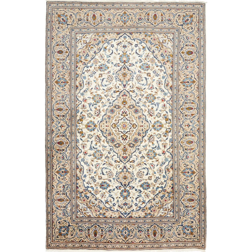 Tappeto Kashan Persia bianco grigio 200x308 Tappeto Kashan Persia bianco grigio 200x308