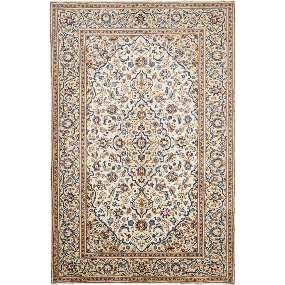 Tappeto Kashan Persia beige bianco 195x305 Tappeto Kashan Persia beige bianco 195x305