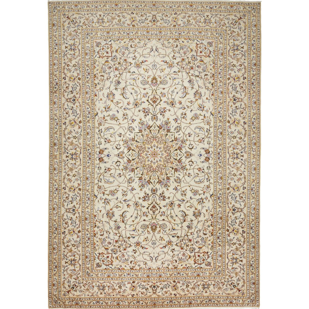 Tappeto Kashan Persia beige verde 242x353 Tappeto Kashan Persia beige verde 242x353