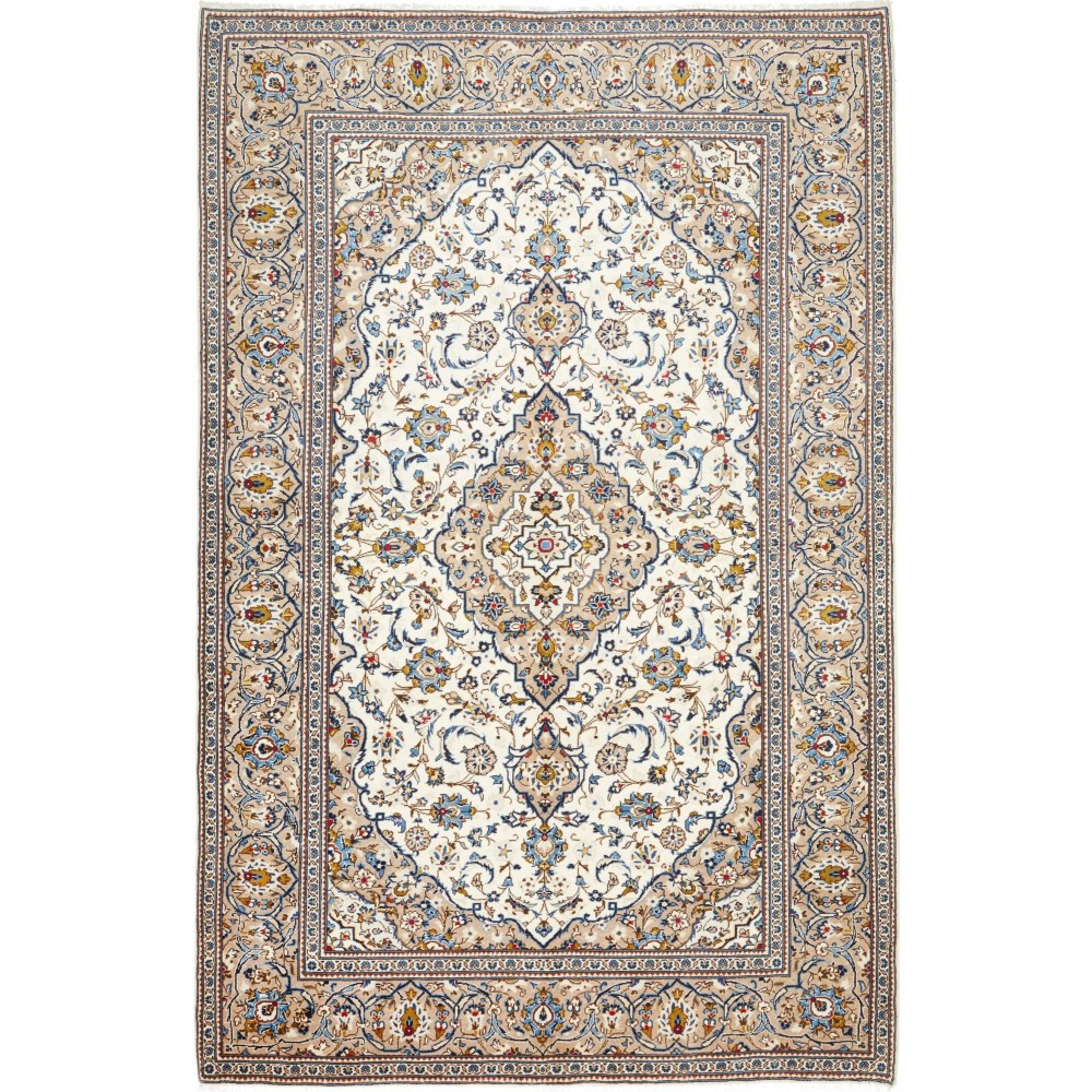 Tappeto Kashan Persia bianco grigio 200x306 Tappeto Kashan Persia bianco grigio 200x306