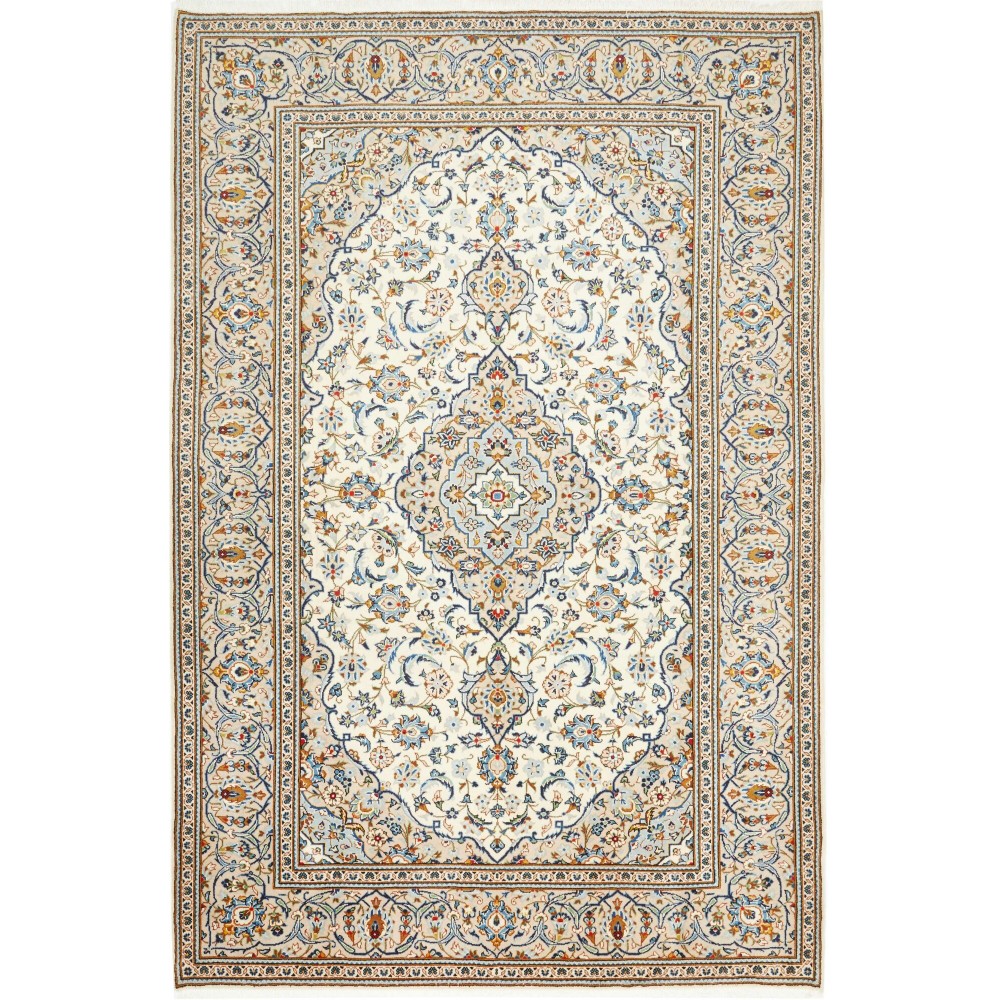 Tappeto Kashan Persia bianco marrone 200x300 Tappeto Kashan Persia bianco marrone 200x300