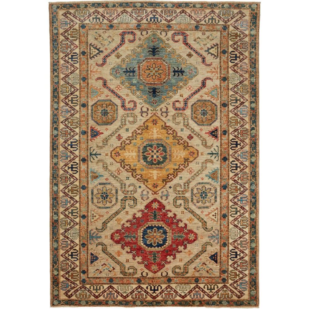 Tappeto Kazak Fine Pakistan bianco marrone 169x250 Tappeto Kazak Fine Pakistan bianco marrone 169x250