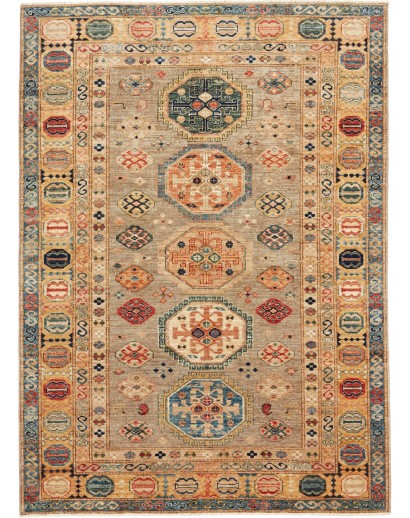 Tappeto Kazak Fine Pakistan marrone grigio 150x208