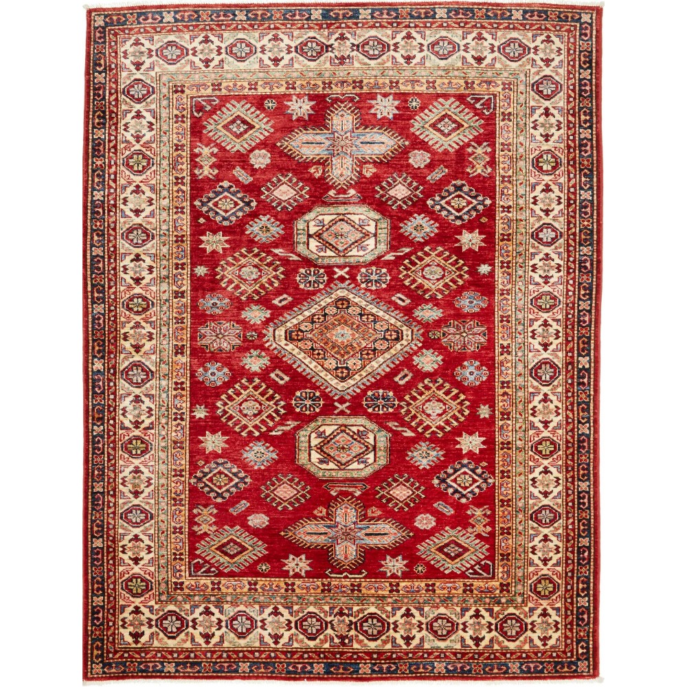 Tappeto Kazak Fine Pakistan marrone giallo 145x190 Tappeto Kazak Fine Pakistan marrone giallo 145x190