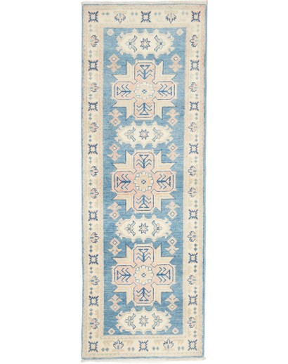 Tappeto Kazak Afghanistan bianco azzurro 63x181