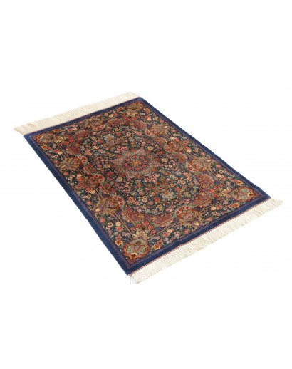 Tappeto Ghom seta Persia azzurro bianco 80x117