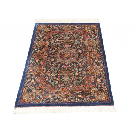 Tappeto Ghom seta Persia azzurro bianco 80x117