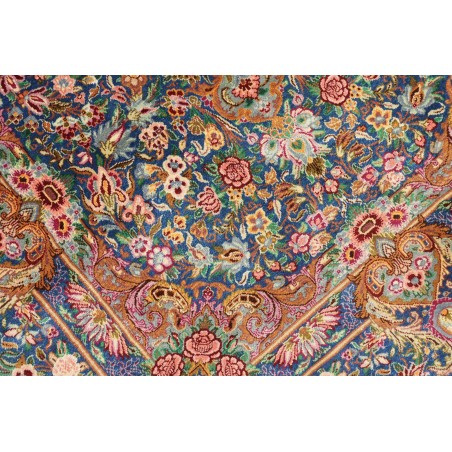 Tappeto Ghom seta Persia azzurro bianco 80x117