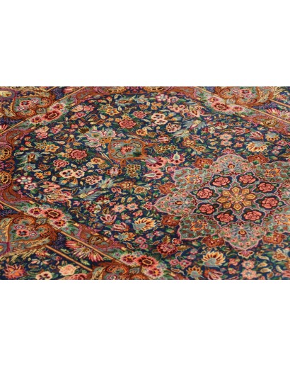 Tappeto Ghom seta Persia azzurro bianco 80x117