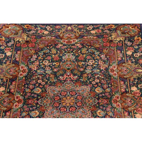 Tappeto Ghom seta Persia azzurro bianco 80x117
