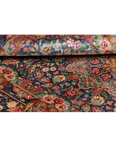 Tappeto Ghom seta Persia azzurro bianco 80x117