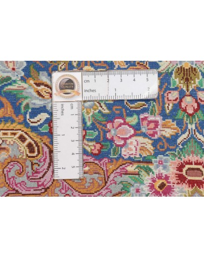 Tappeto Ghom seta Persia azzurro bianco 80x117