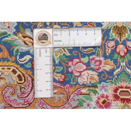 Tappeto Ghom seta Persia azzurro bianco 80x117