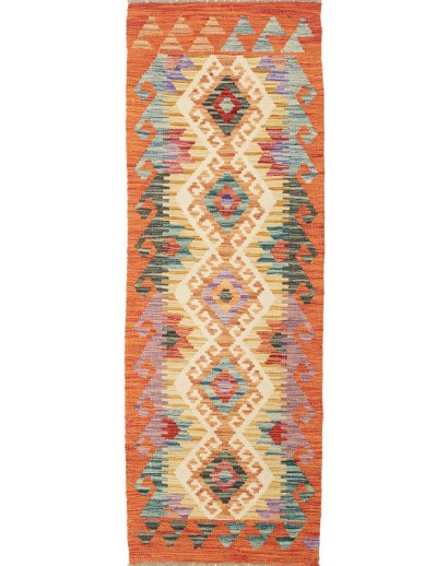 Tappeto Kilim Afghanistan arancione marrone 59x172