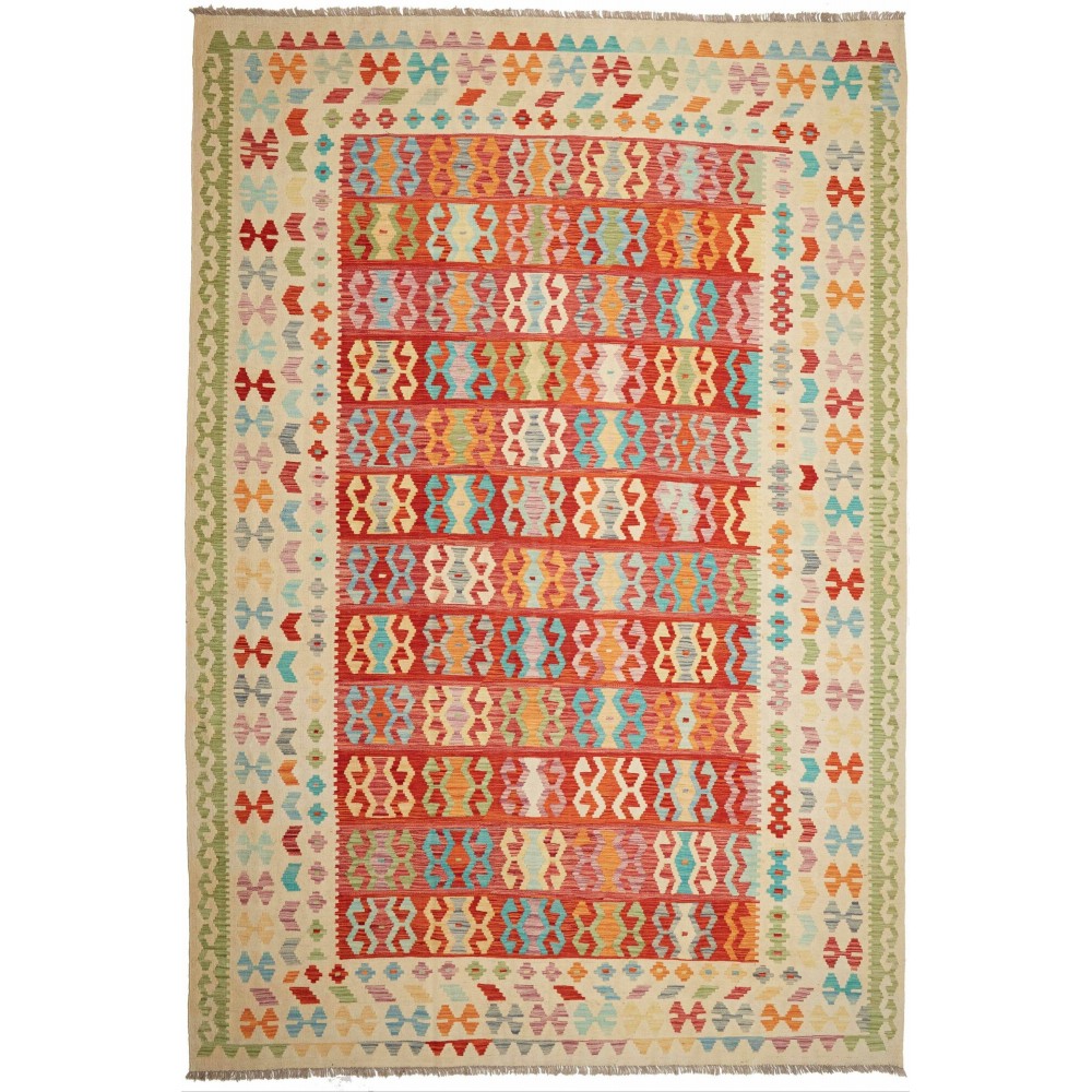 Tappeto Kilim Afghanistan marrone rosso 254x350 Tappeto Kilim Afghanistan marrone rosso 254x350