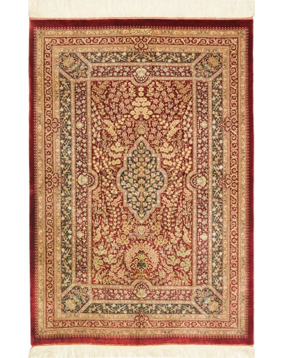 Tappeto Ghom seta Persia marrone 80x117
