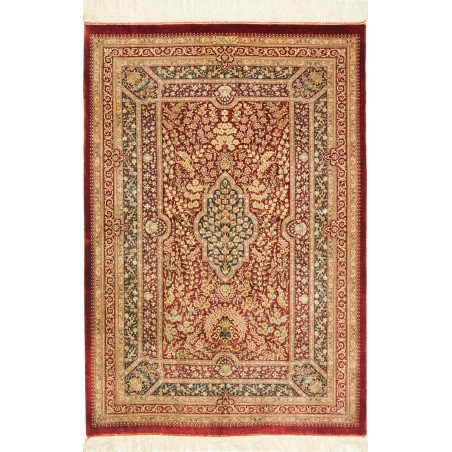 Tappeto Ghom seta Persia giallo marrone 80x117