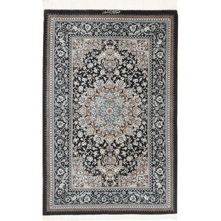 Tappeto Ghom seta Persia grigio bianco 80x121