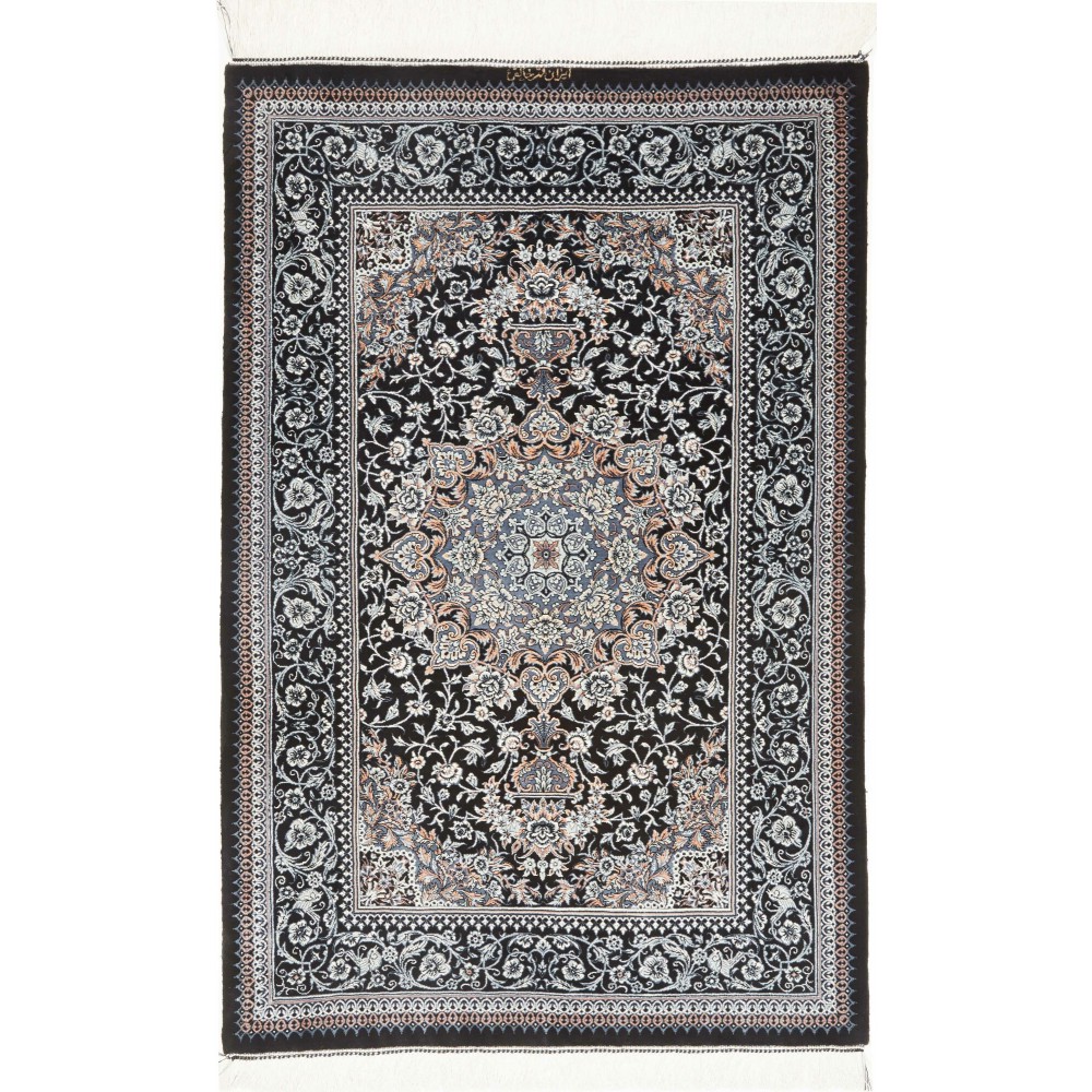 Tappeto Ghom seta Persia grigio azzurro 78x120 Tappeto Ghom seta Persia grigio azzurro 78x120