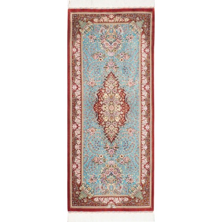 Tappeto Ghom seta Persia beige marrone 65x153