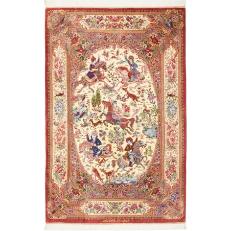 Tappeto Ghom seta Persia marrone 100x155