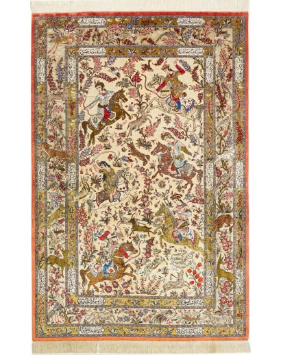 Tappeto Ghom seta Persia marrone 132x200