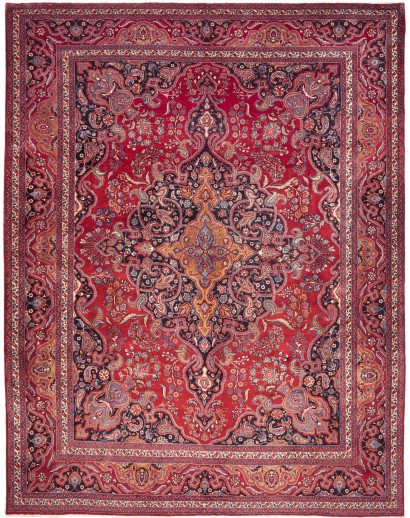 Tappeto Mashad Persia marrone grigio 303x390