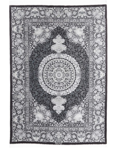 Tappeto Ghom seta Persia beige bianco 138x195