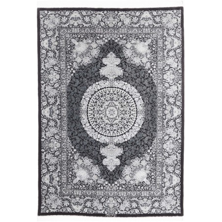 Tappeto Ghom seta Persia grigio bianco 138x195