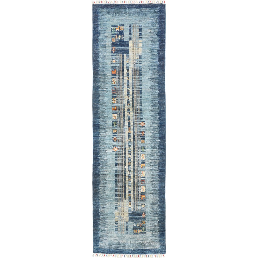 Tappeto Siva Pakistan grigio bianco 83x300