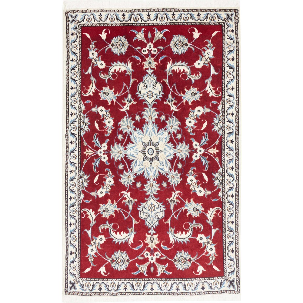 Tappeto Nain Kashmar Persia bianco marrone 85x140