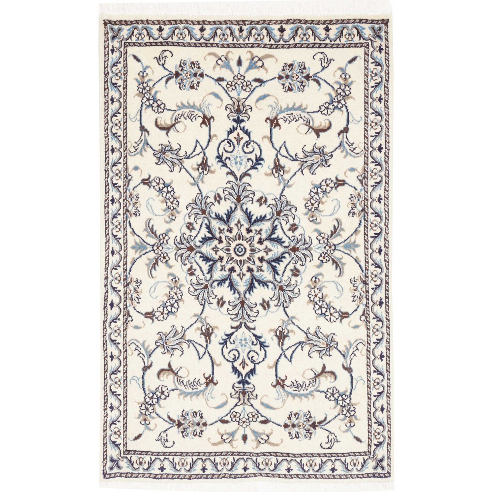 Tappeto Nain Kashmar Persia bianco grigio 85x138