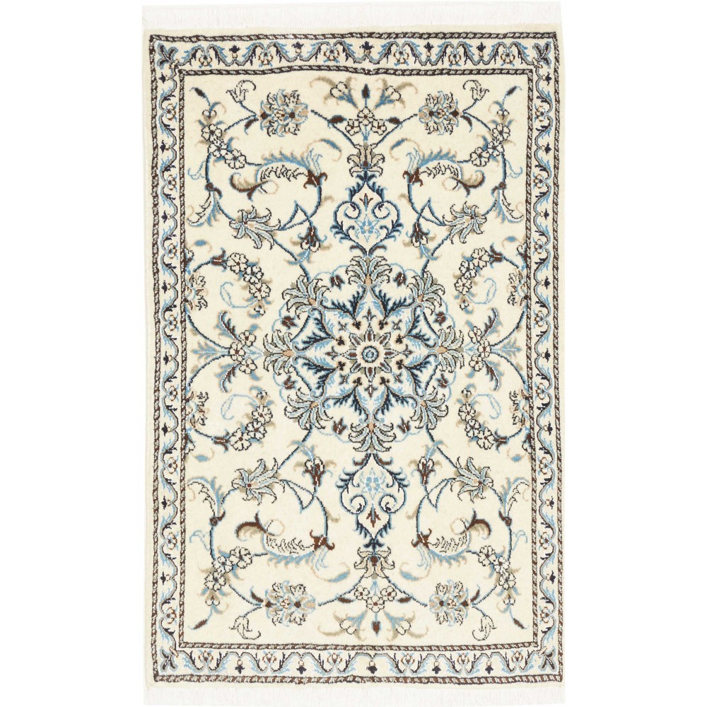 Tappeto Nain Kashmar Persia bianco grigio 86x136