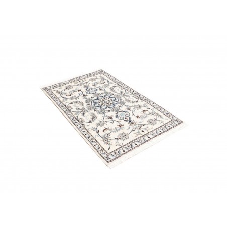 Tappeto Nain Kashmar Persia bianco grigio 86x136