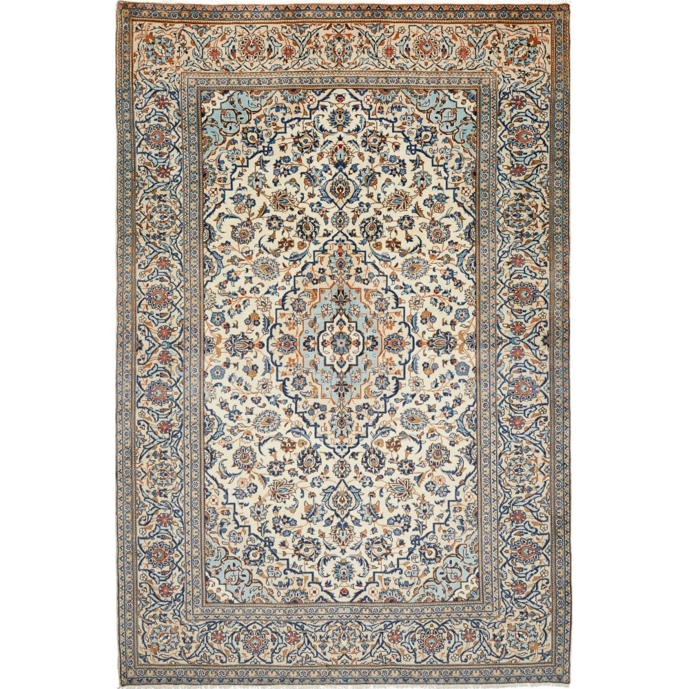 Tappeto Kashan Persia beige azzurro 202x307 Tappeto Kashan Persia beige azzurro 202x307