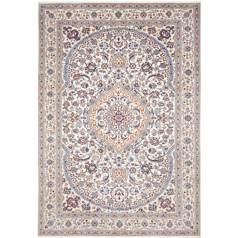 Tappeto Nain Kashmar Persia bianco grigio 242x350