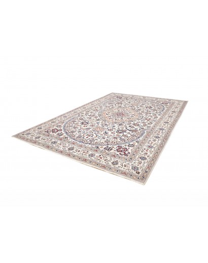 Tappeto Nain Kashmar Persia bianco grigio 242x350