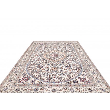 Tappeto Nain Kashmar Persia bianco grigio 242x350
