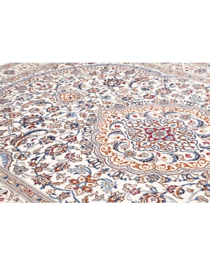 Tappeto Nain Kashmar Persia bianco grigio 242x350