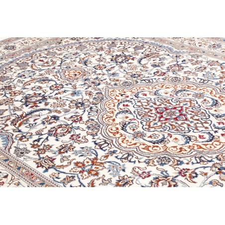 Tappeto Nain Kashmar Persia bianco grigio 242x350