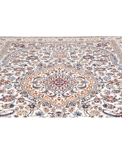 Tappeto Nain Kashmar Persia bianco grigio 242x350